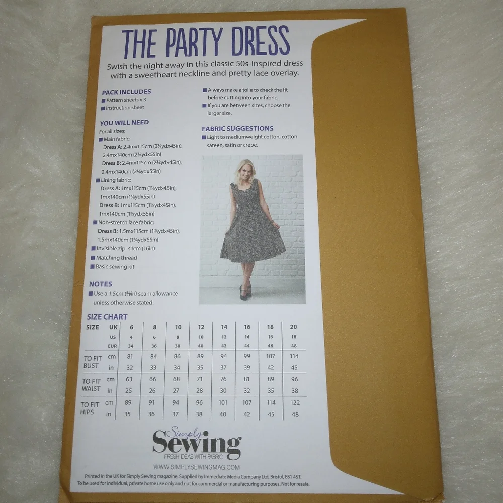 Simply Sewing, The Party Dress, Size 4-18